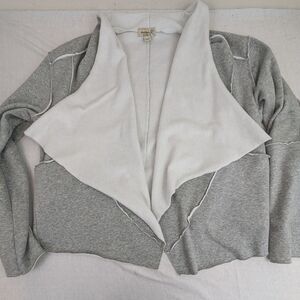 ONE WORLD Open Jacket Cardigan Faux Fleece Look Light Grey Off White XL